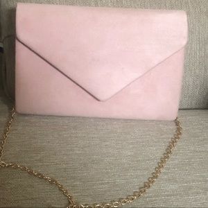 Used once! Baby pink purse with gold strap